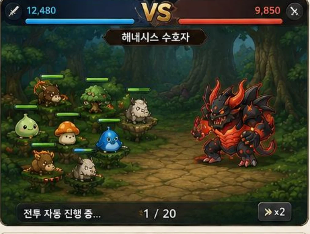 전략 배치 전투 화면
